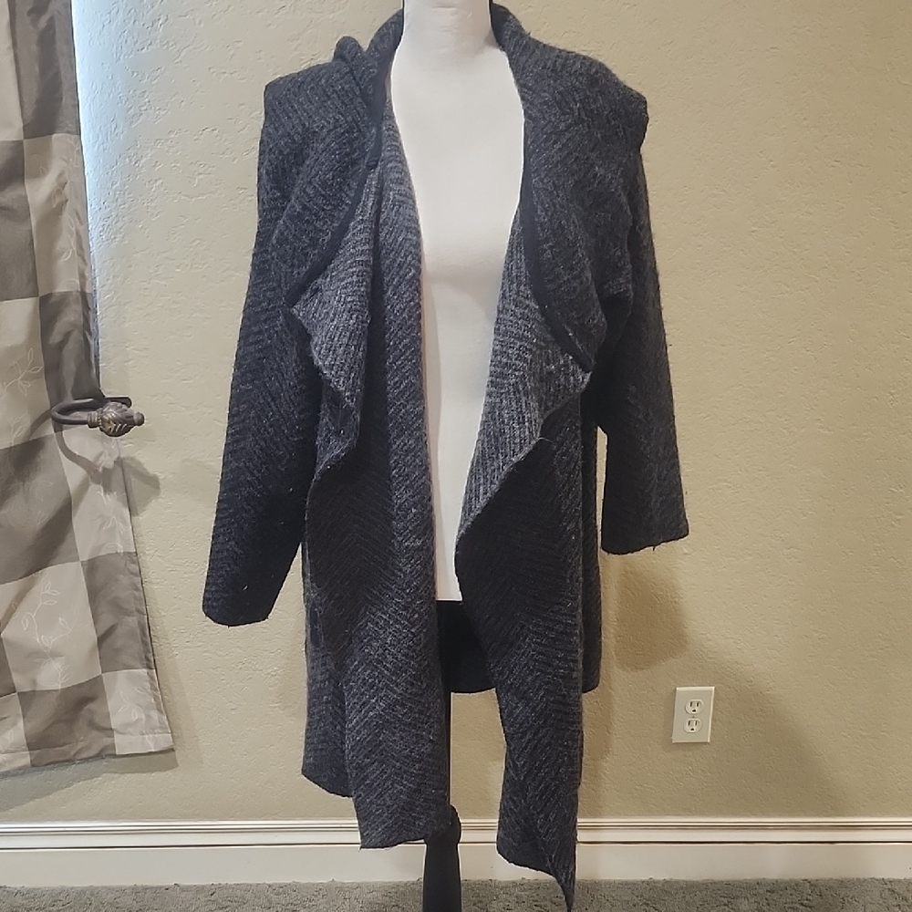 Ellen Tracy Charcoal Open Front Cardigan